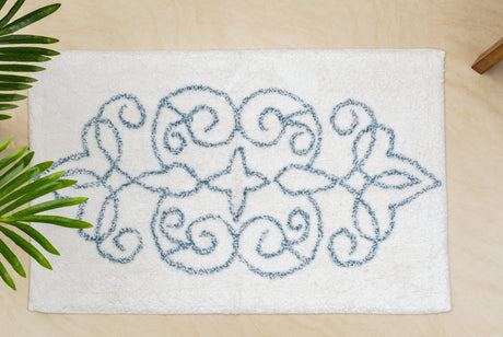 Cotton Medallion Tufted Non Slip Jacquard Bath Mat