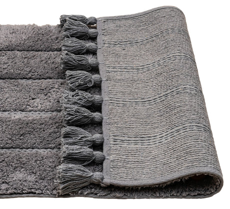 Cotton Fringe Tufted Non Slip Bathmat Charcoal Grey