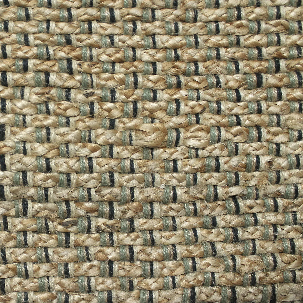 Hand Braided Jute Runner with Green Textured Weave