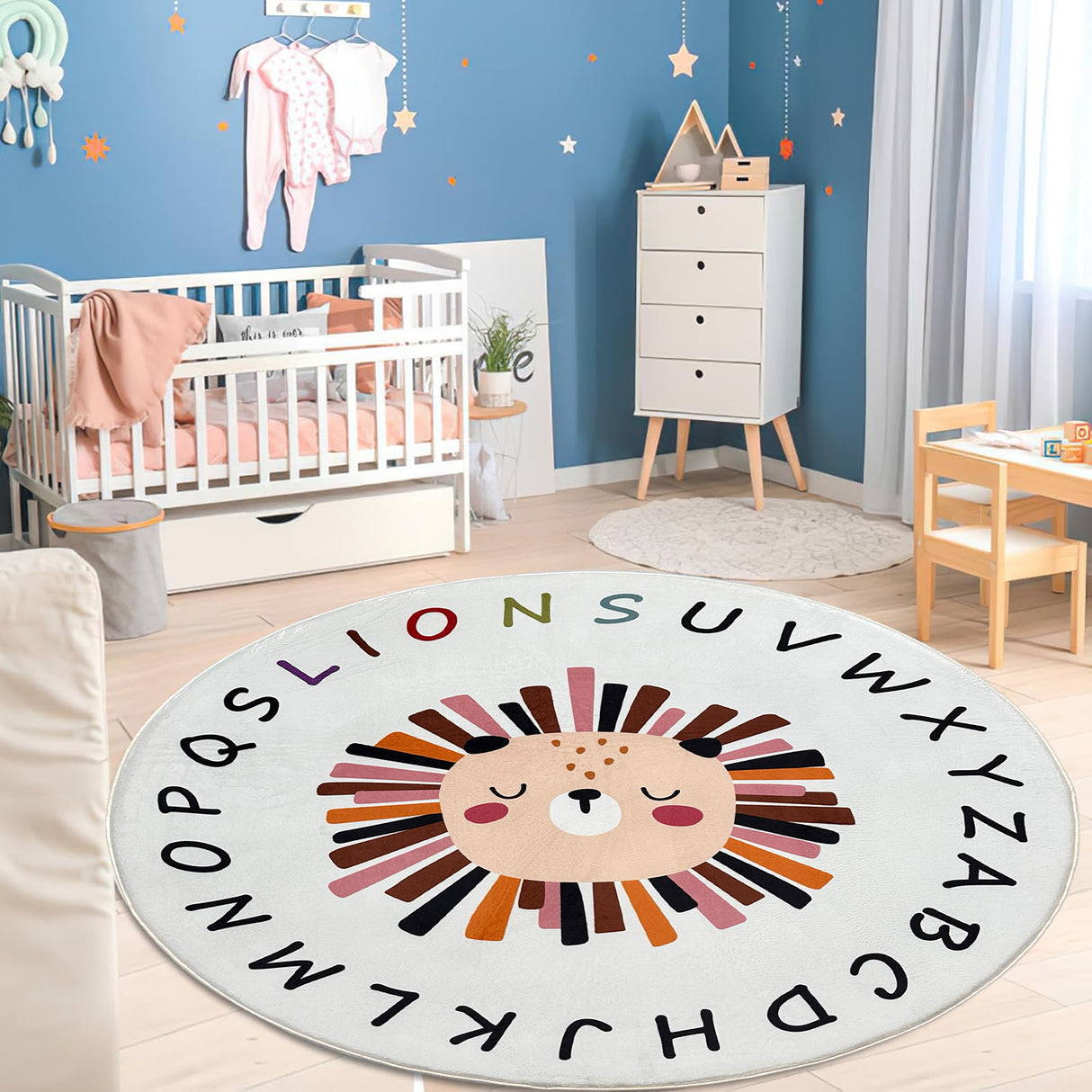 Ultra Soft Plush Kids Modern Alphabet Round Rug
