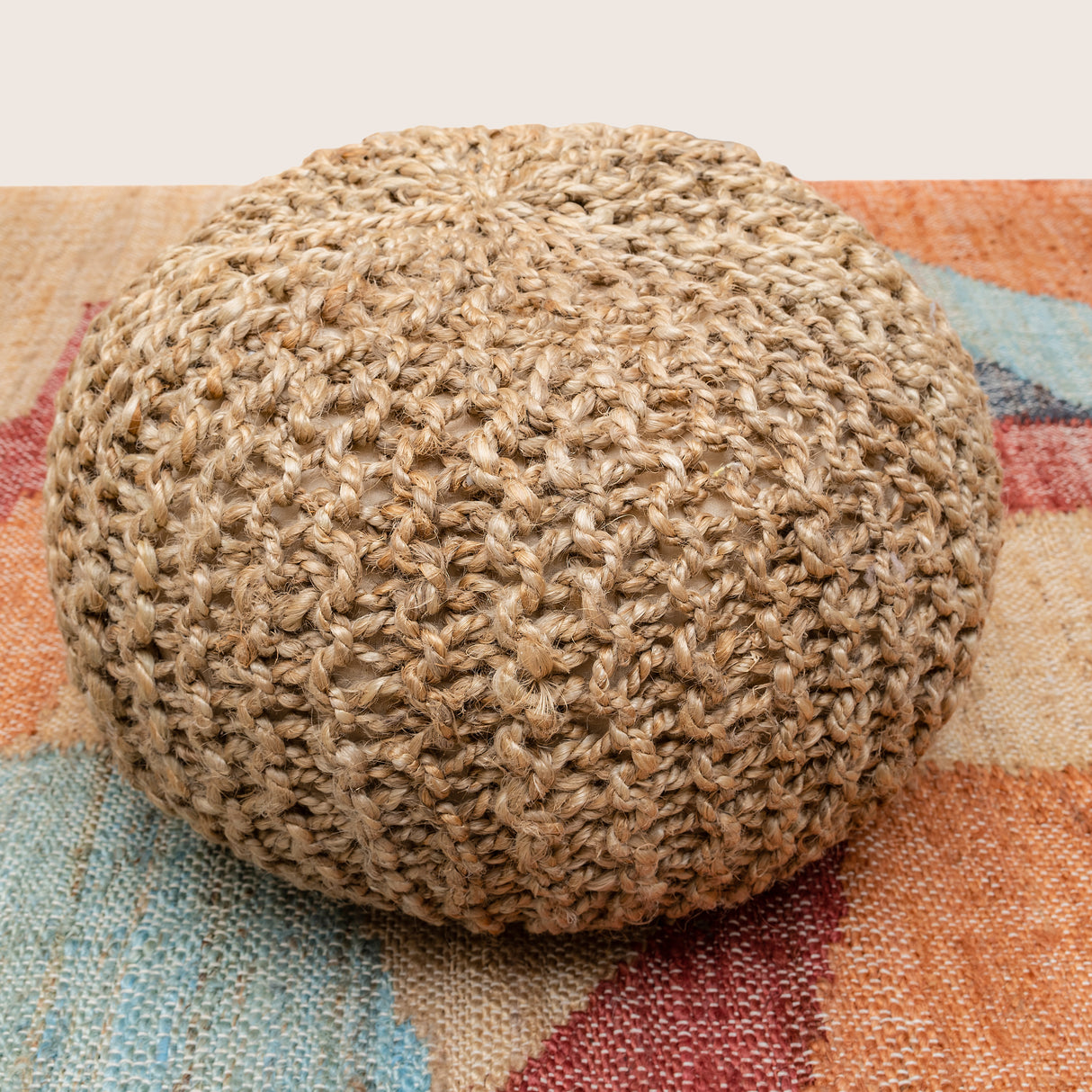 Braided Ottoman Jute Pouffe Footstool Hand Knitted