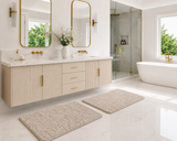 Flora Cushioned Botanical Memory Warm Light Grey Foam Bathmat