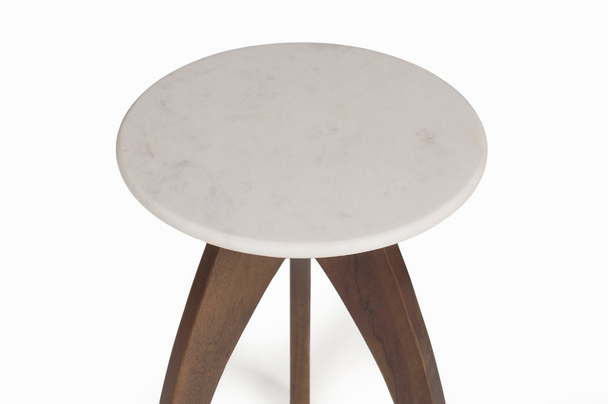 Tulip Banswara Marble & Mango Wood Side Table